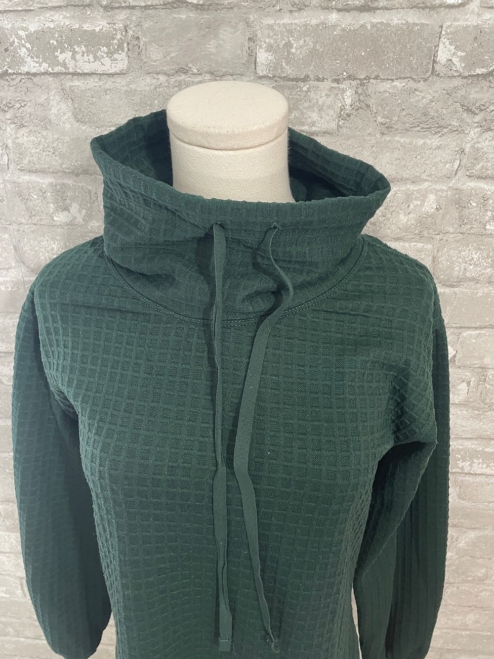 Max Studio Dark Green Waffle Knit Funnel Neck Midi Dress - Picture 2 of 6